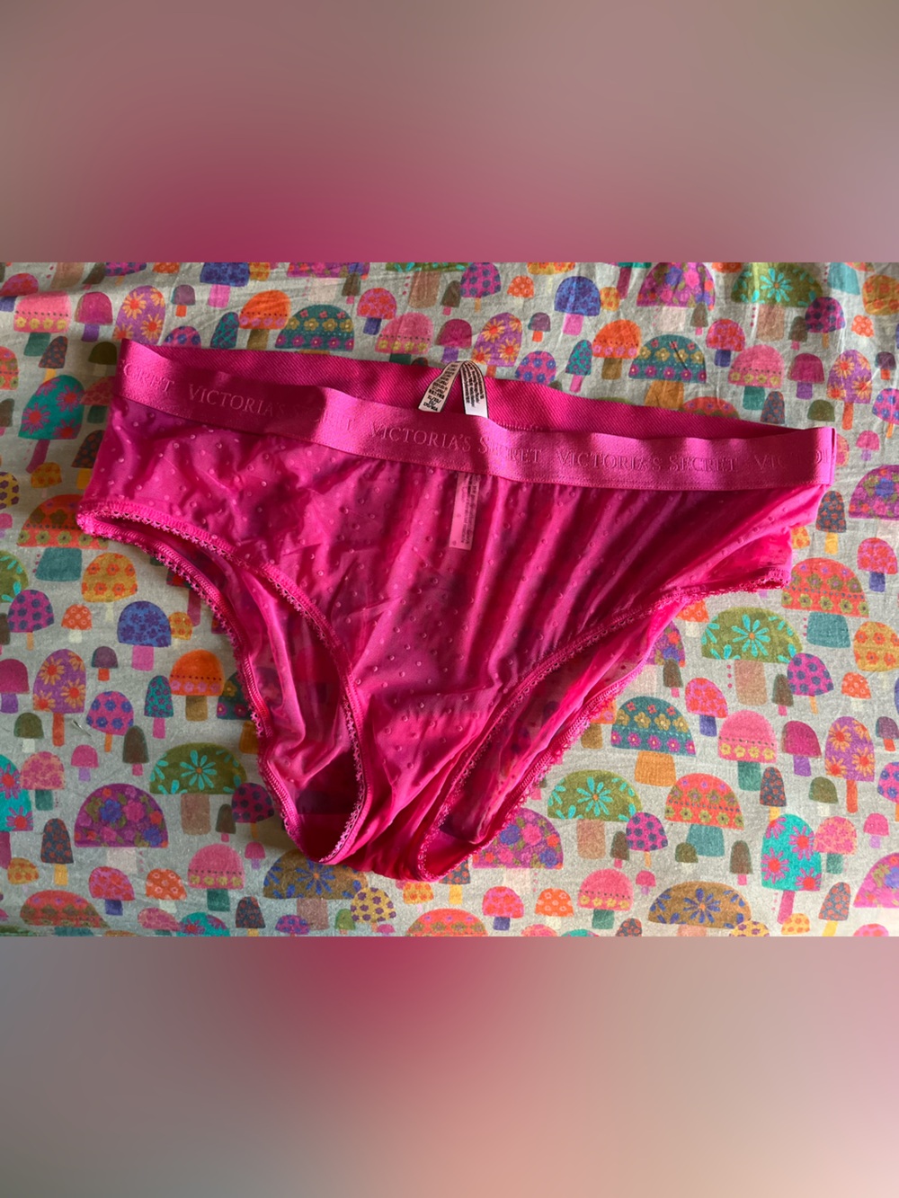 Victoria’s Secret hot pink sheer polka dot panties